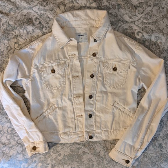 Old Navy White Cropped Jean Jacket - Picture 1 of 5